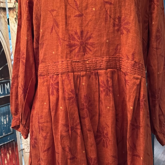 Gudrun Sjoden “Leia” Linen Dress, Henna/Patterned, Size Medium - Picture 3 of 15